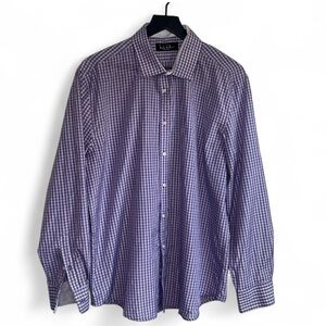 Purple Plaid Button Down Shirt Men’s Large Classic Fit‎